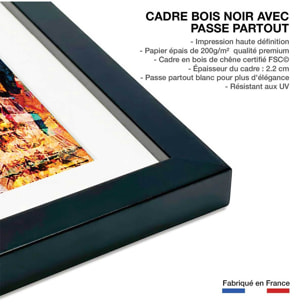 Affiche wolverine graffiti Affiche + cadre en bois - Noir
