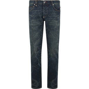 PHILIPP PLEIN Printed Super Straight Cut Jeans Tattoo