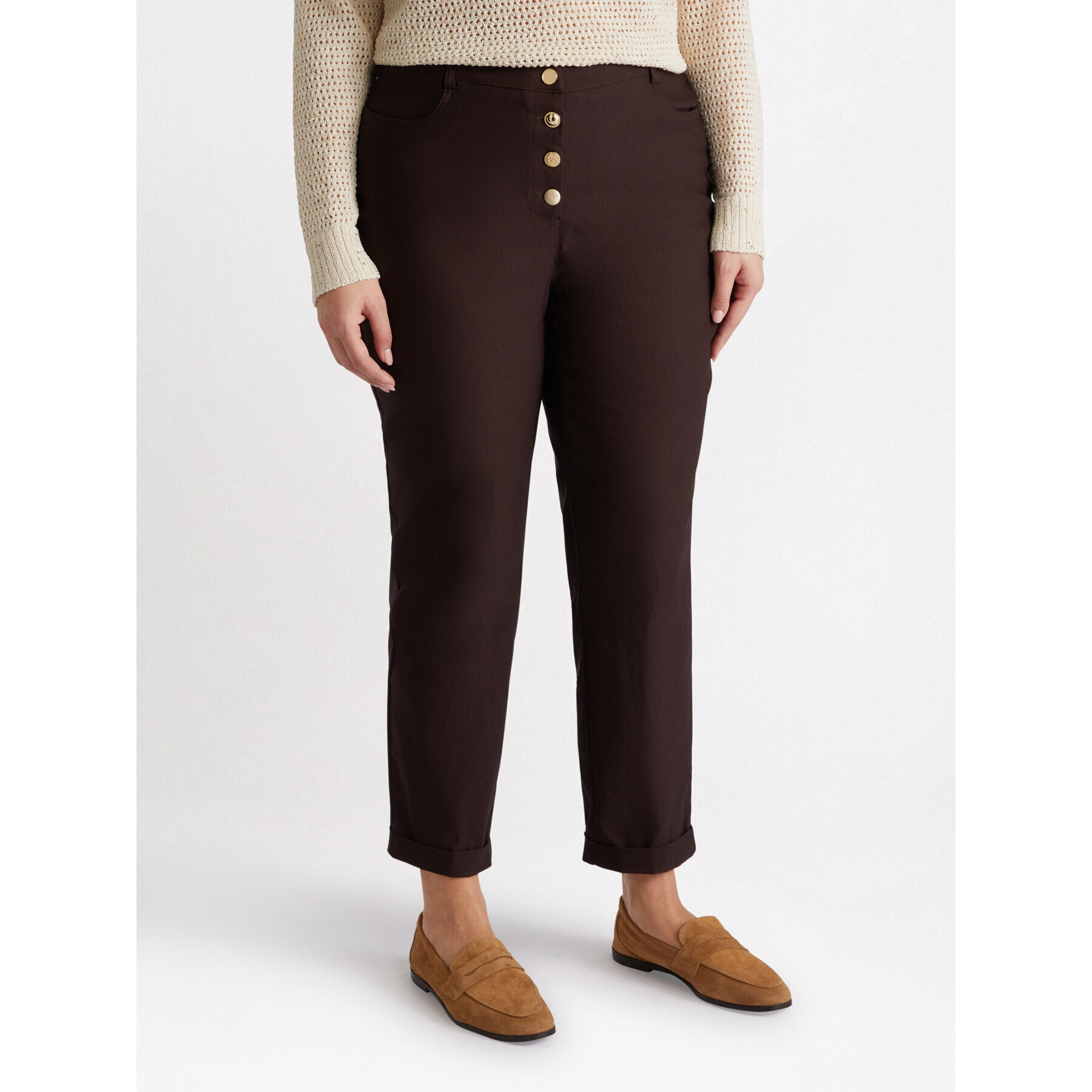 Fiorella Rubino - Pantalón barrel con botones - Marrón
