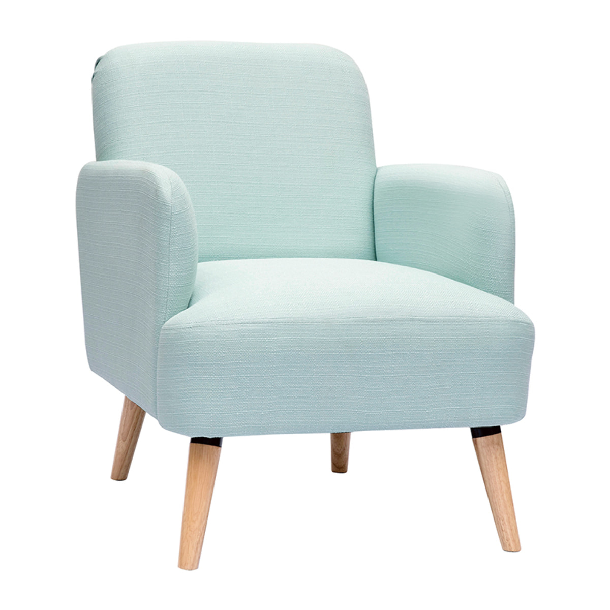 Fauteuil scandinave en tissu menthe à l'eau et bois clair ISKO