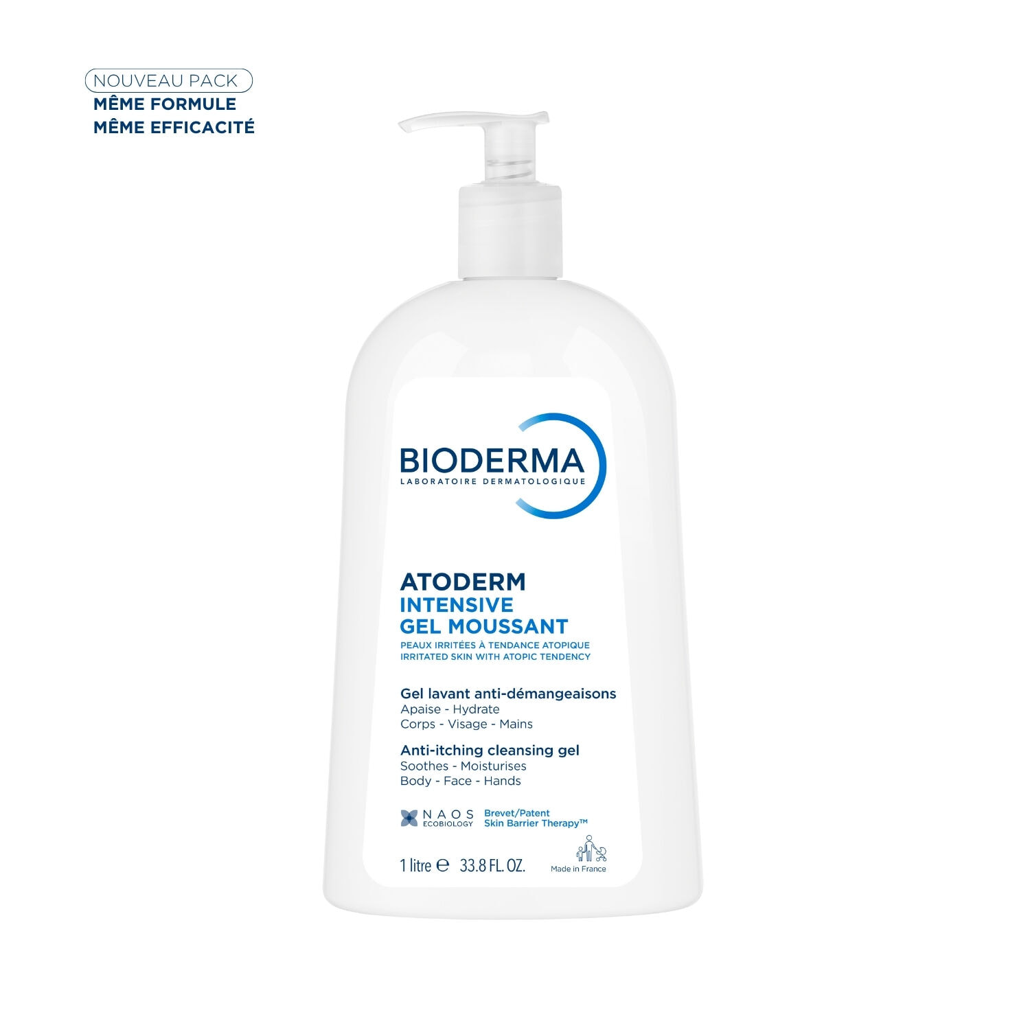 Atoderm Intensif Gel Moussant - Ultra-Apaisant Peaux Sensibles Très Sèches Irritées à Atopiques 500 ml