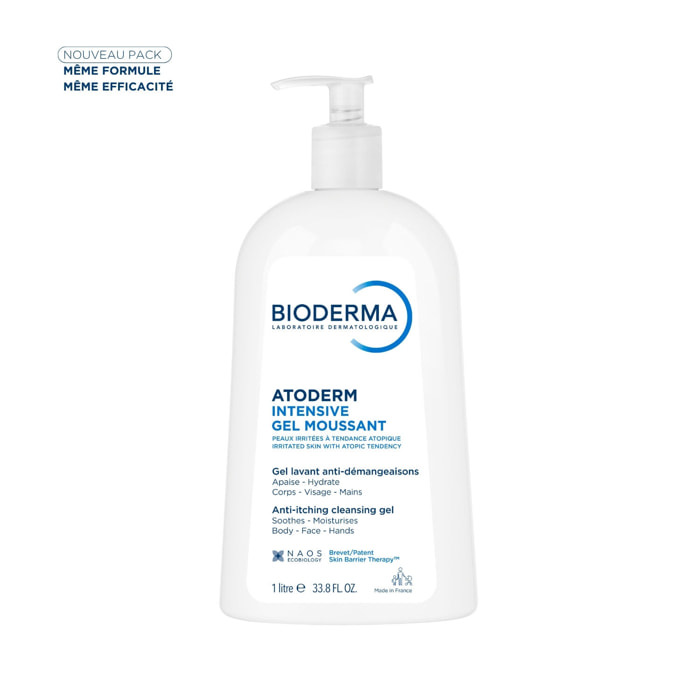 Atoderm Intensif Gel Moussant - Ultra-Apaisant Peaux Sensibles Très Sèches Irritées à Atopiques 500 ml