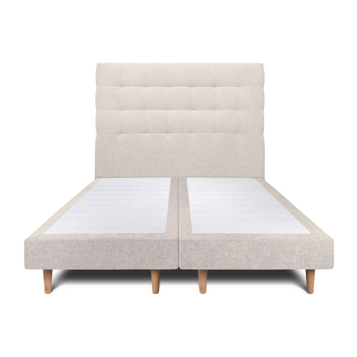 Lit avec tête de lit capitonnée tissu et sommier tapissier Ep14