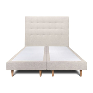 Lit avec tête de lit capitonnée tissu et sommier tapissier Ep14