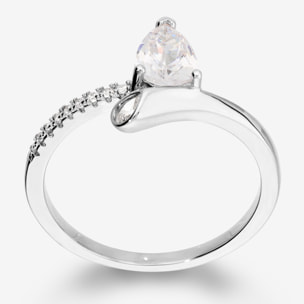 Anello Contrarié con Pavé e Cubic Zirconia a Goccia