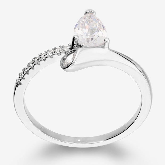 Anello Contrarié con Pavé e Cubic Zirconia a Goccia