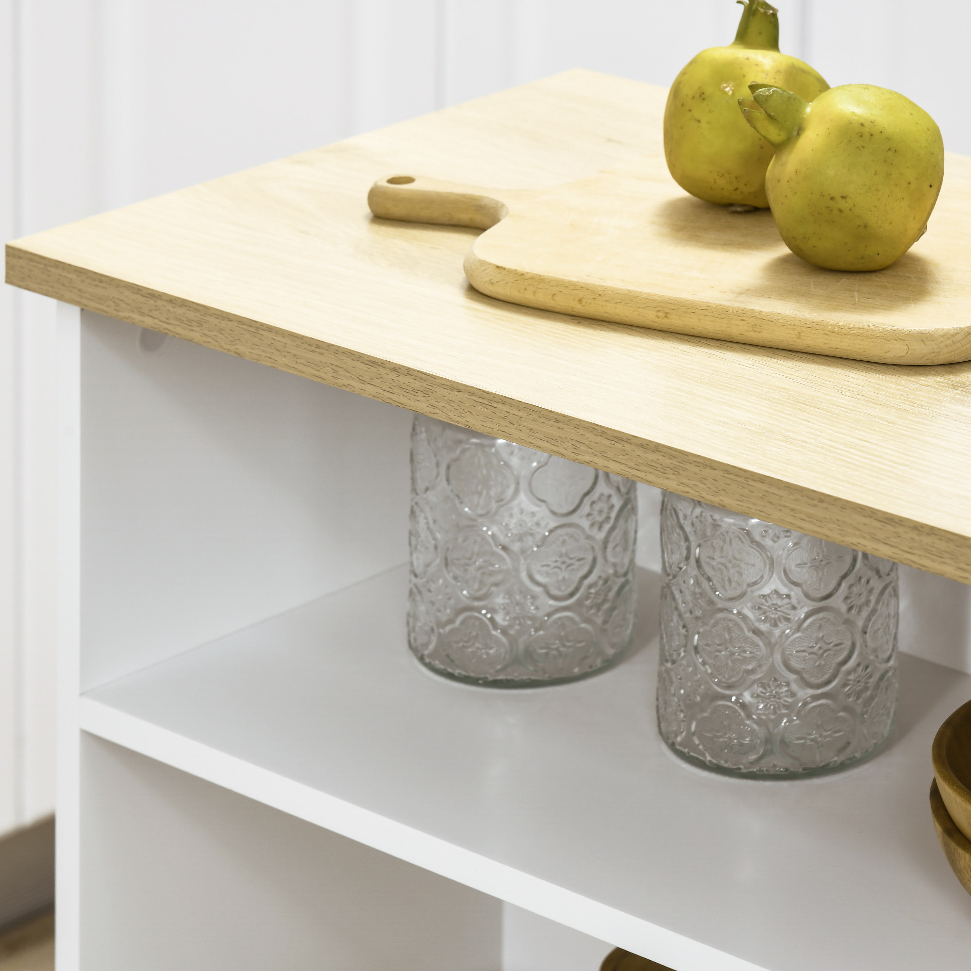 Mesa de Bar Extensible con Ala Plegable Mesa de Bistró con Compartimientos de Almacenamiento y 1 Puerta para Cocina Comedor 116x79,5x91 cm Blanco