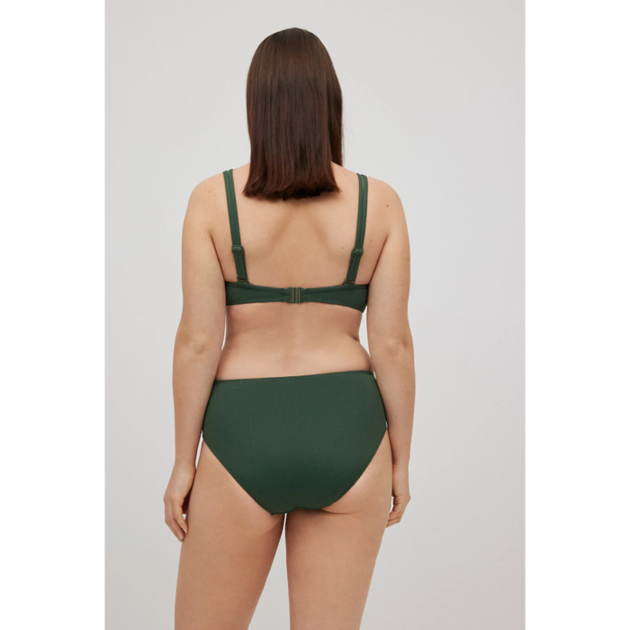 Slip bikini ad alta riduzione in micropiqué verde scuro