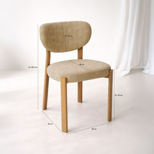 Lot de 2 chaises de table en tissu et bois beige SUZIE