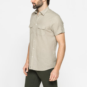 CAMICIA ESTIVA A MANICA CORTA IN MISTO LINO