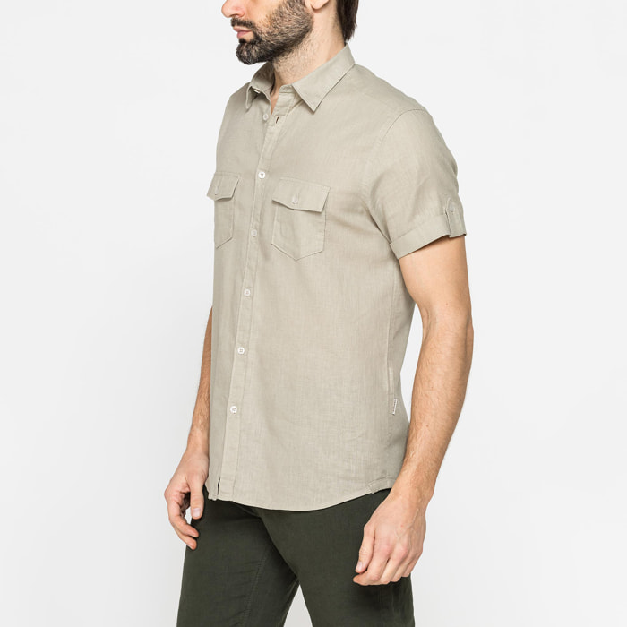 CAMICIA ESTIVA A MANICA CORTA IN MISTO LINO