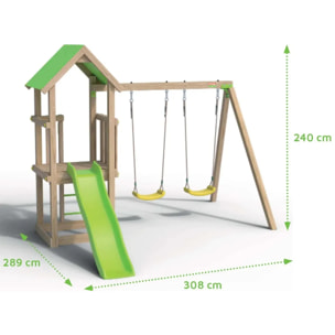 Aire de jeux bois 1,90 m EASY XPERIENCE - 6 enfants