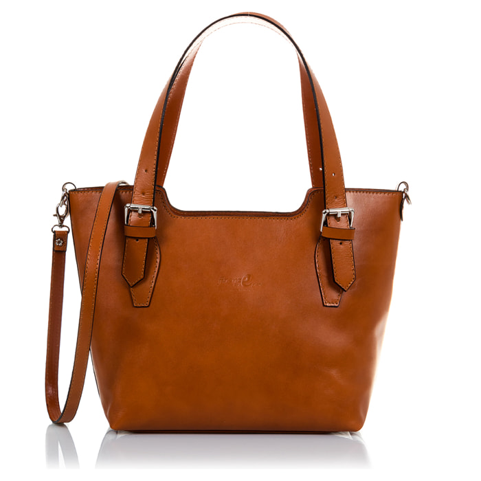 FIRENZE ARTEGIANI Borsa Tote da Donna Arezzo. Vera Pelle Tamponato Made in Italy 37x10x25 Cm. Colore: pelle