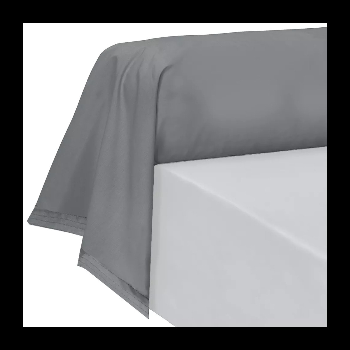 Taie de traversin percale de coton uni anthracite La percale francaise acier