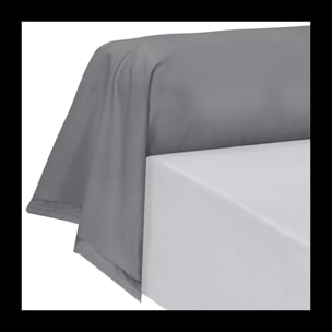 Taie de traversin percale de coton uni anthracite La percale francaise acier
