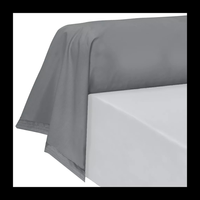 Taie de traversin percale de coton uni anthracite La percale francaise acier