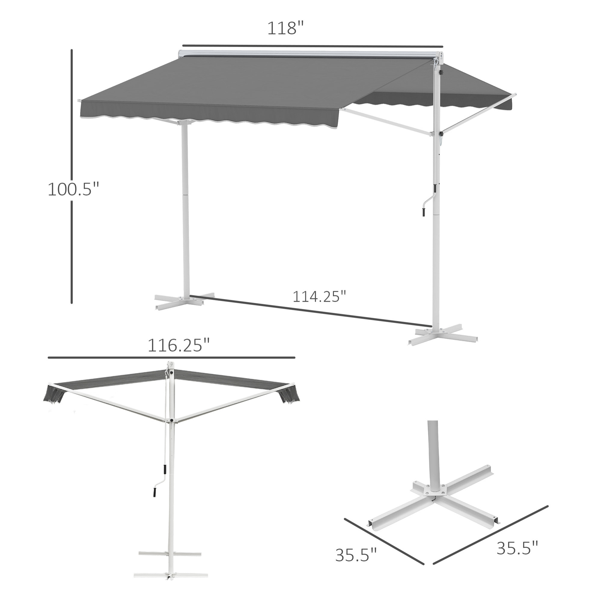 Store double pente acier époxy blanc polyester imperméabilisé anti-UV