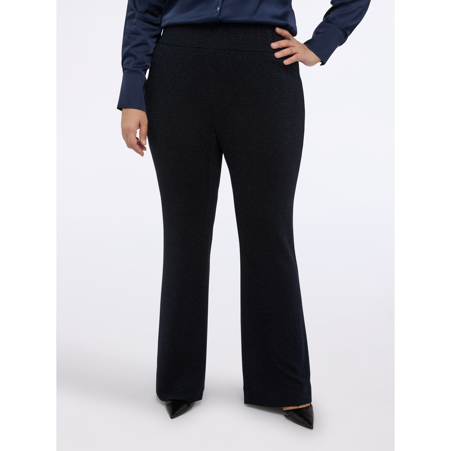 Fiorella Rubino - Pantalones Flare scuba lurex - Azul