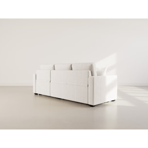 Cyrus - Canapé droit 3 places convertible en velours côtelé - Beige