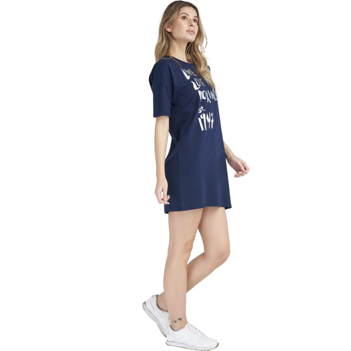 Camiseta maxi de manga corta de mujer brillante