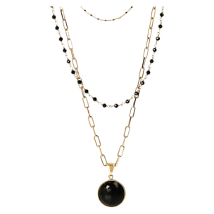 Collana Multifilo Golden con Pietra Naturale Spinello Nero