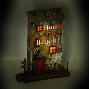 Casa in legno con polipo e led cm22x6,5h27