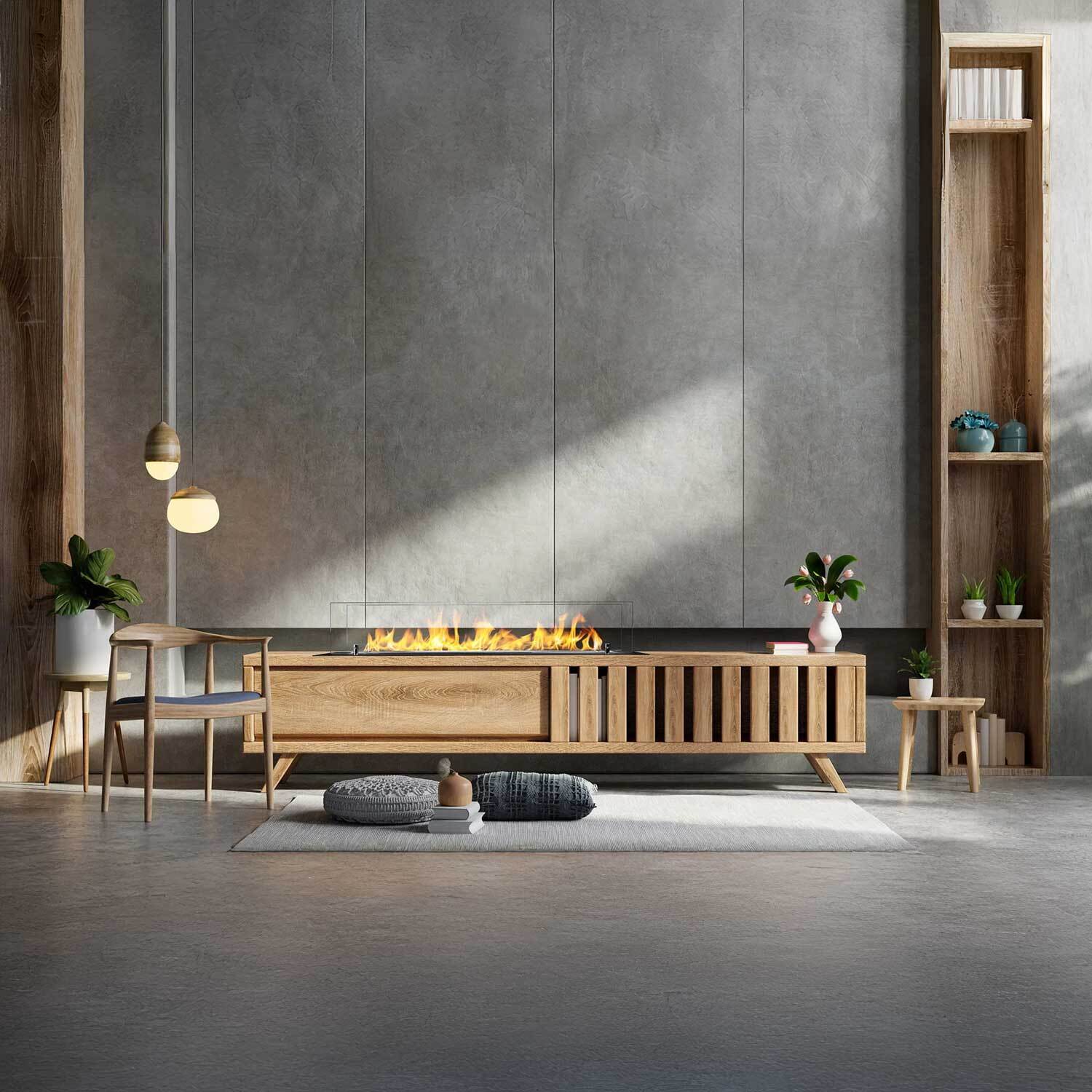 Bruciatore a bioetanolo per camino 1 L, in acciaio inox e vetro temperato 99 cm