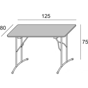 Tavolo pieghevole Arnica, Tavolo da campeggio con gambe pieghevoli in metallo, Tavolo da pranzo moderno multiuso, 100% Made in Italy, Cm 125x75h80, Rovere e Grigio