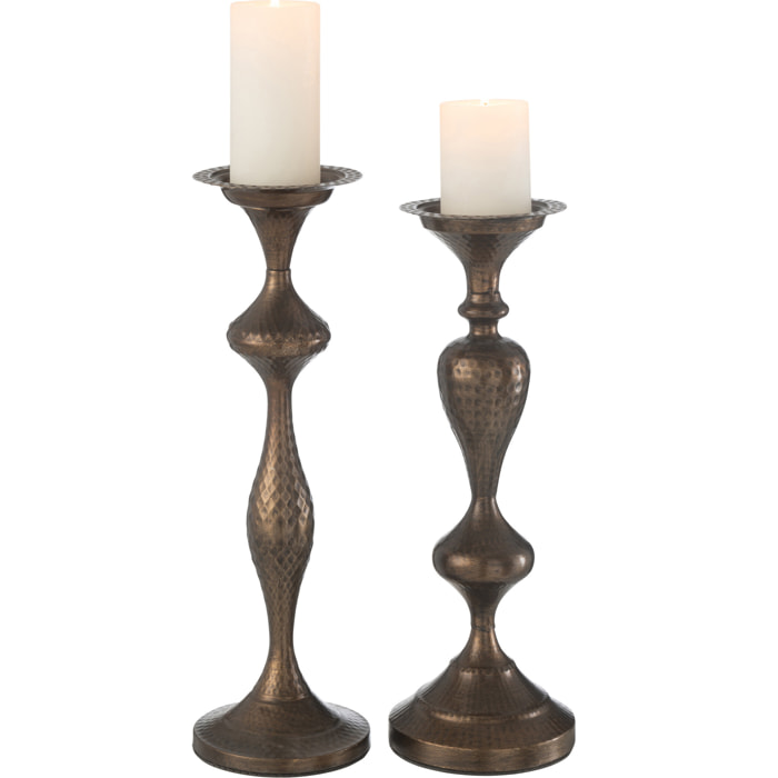 J-Line bougeoir - métal - brun - set de 2