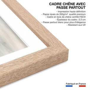 Affiche paysage brouillard hivernal Affiche + cadre en bois - Chêne