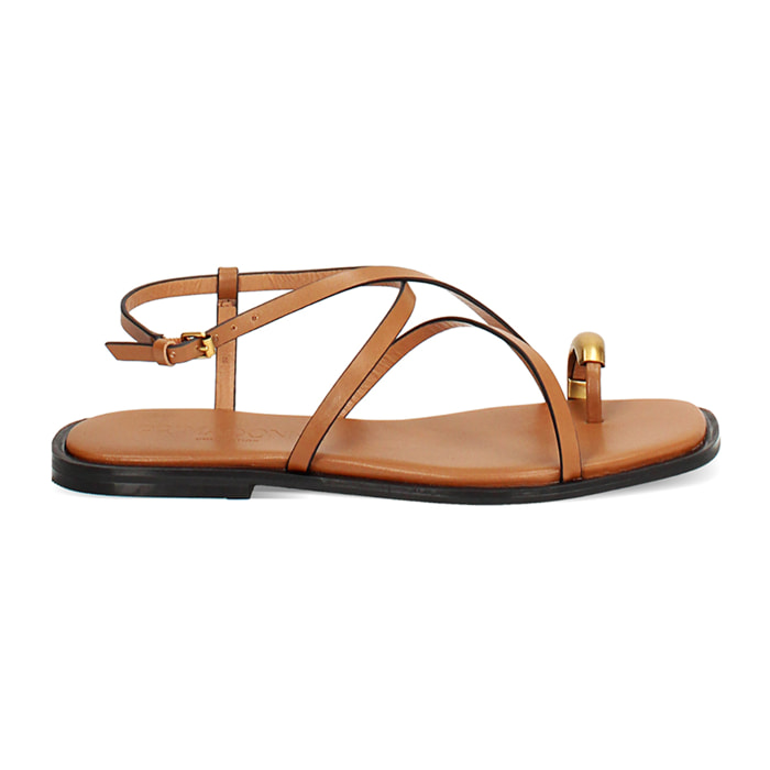 Sandali bassi donna cognac