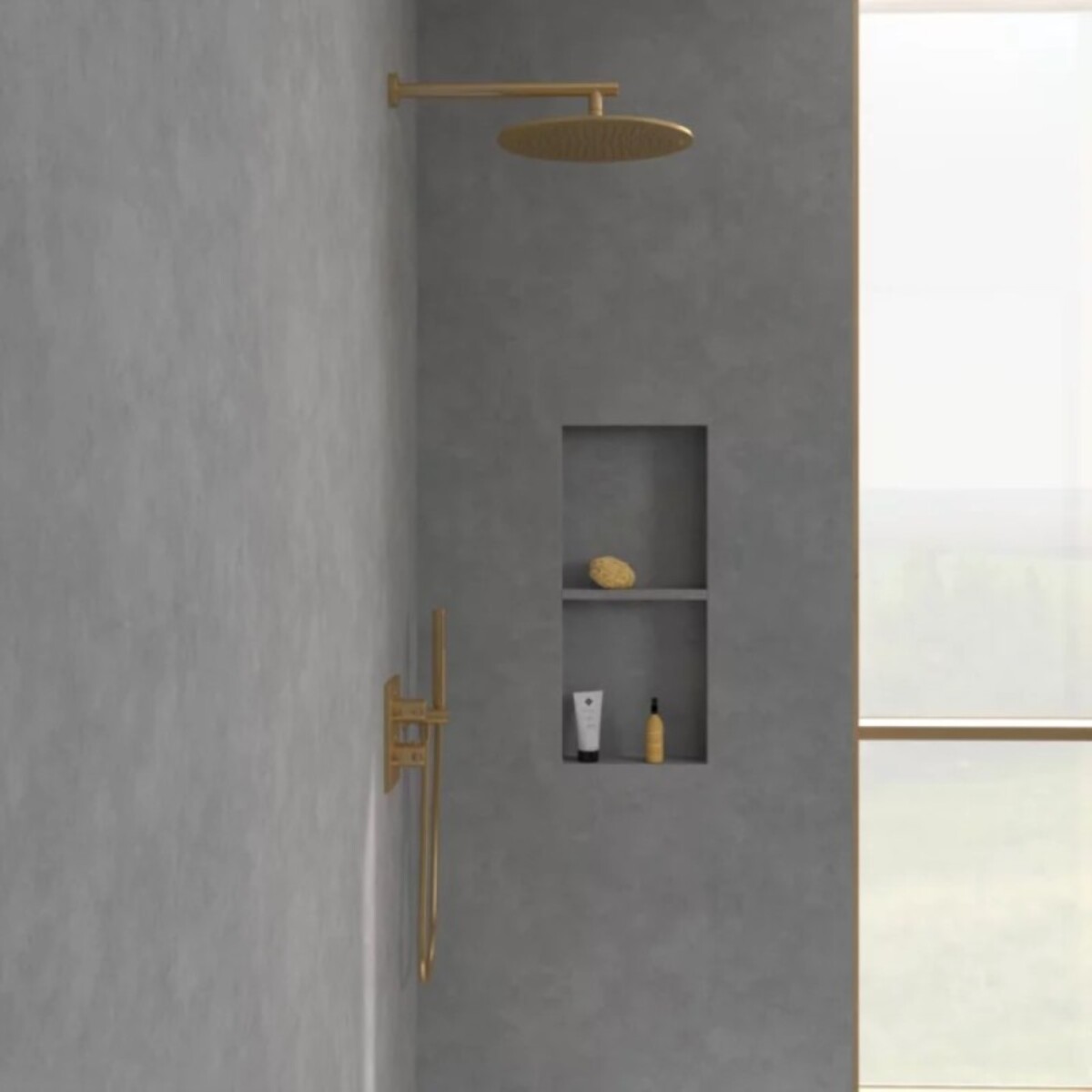 Mitigeur thermostatique encastré 2 voies Universal rectangle Or brossé