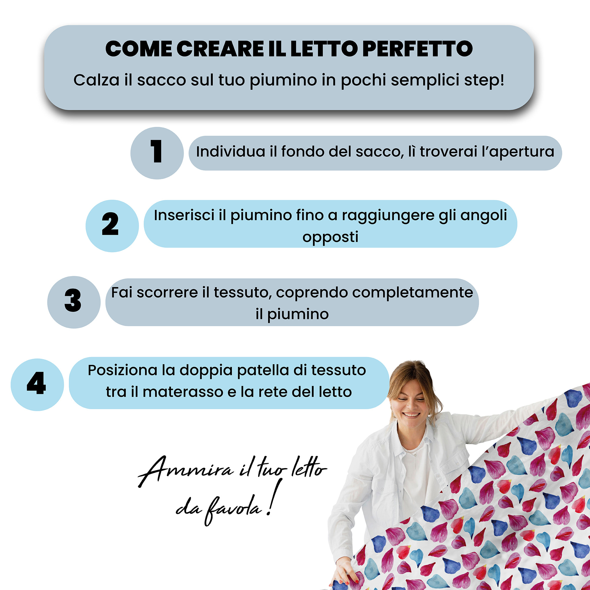 COPRIPIUMINO FANTASY, 100% Microfibra, No Stiro - PETALI
