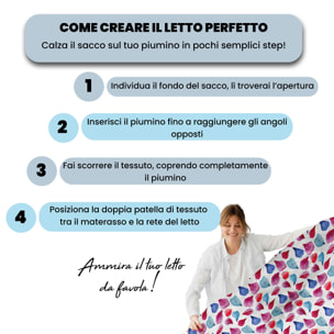 COPRIPIUMINO FANTASY, 100% Microfibra, No Stiro - PETALI