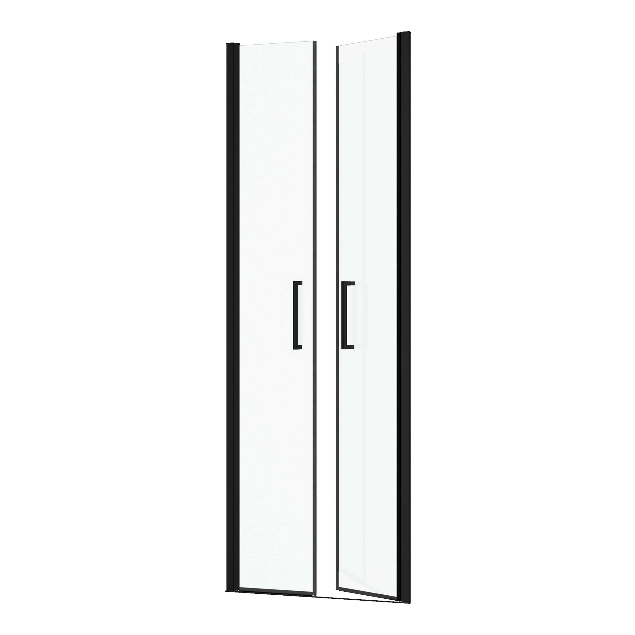 Porte de Douche Double Battant 70x200cm - Verre Trempé Transparent 6mm - Profil Noir Mat
