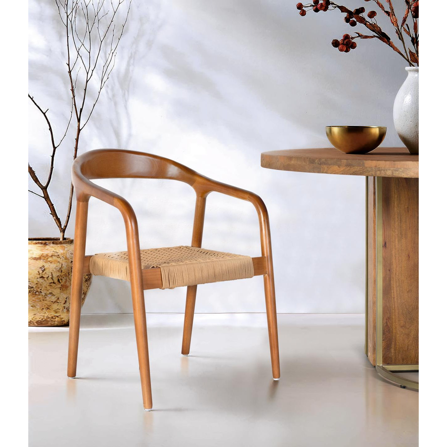 Silla de Madera de Caucho 57 Cm Estilo Contemporáneo