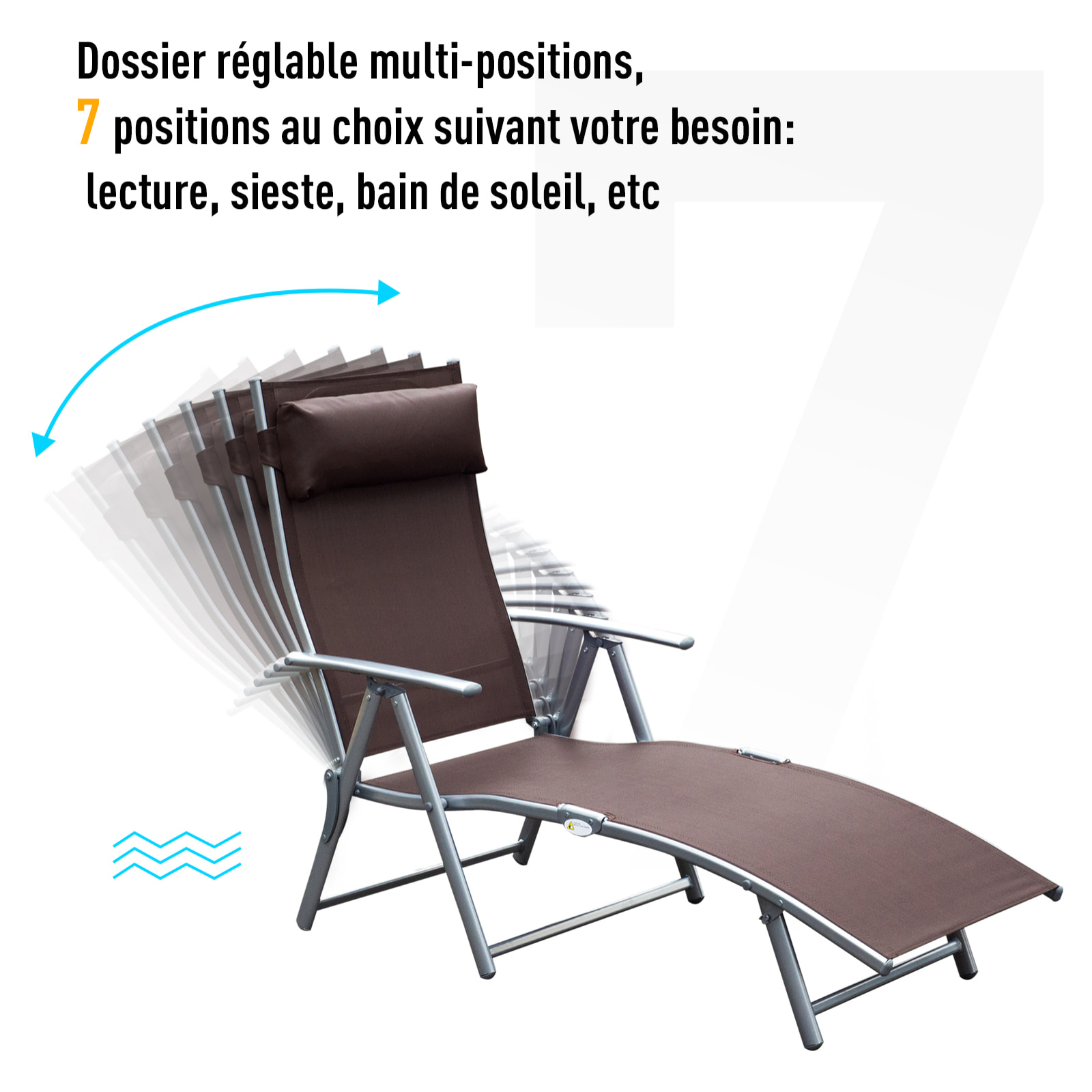 Transat inclinable multi-positions pliable