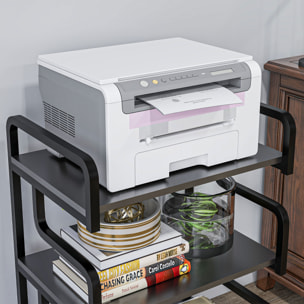 HOMCOM Soporte para Impresora de 3 Niveles, Mueble para Impresora con Marco de Acero, Estantería de Almacenamiento Multiusos para Escáner y Fax en Oficina, Casa, 55x40x77 cm, Negro