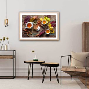 Affiche cuisine feuille de thé Affiche + cadre en bois - Chêne