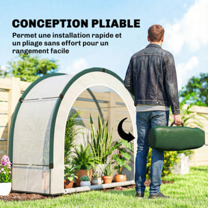 Serre de jardin pliable porte zippée plastique PE vert