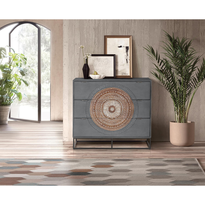 Cómoda de Madera de Mango 100 Cm Estilo Étnico Contemporáneo Industrial