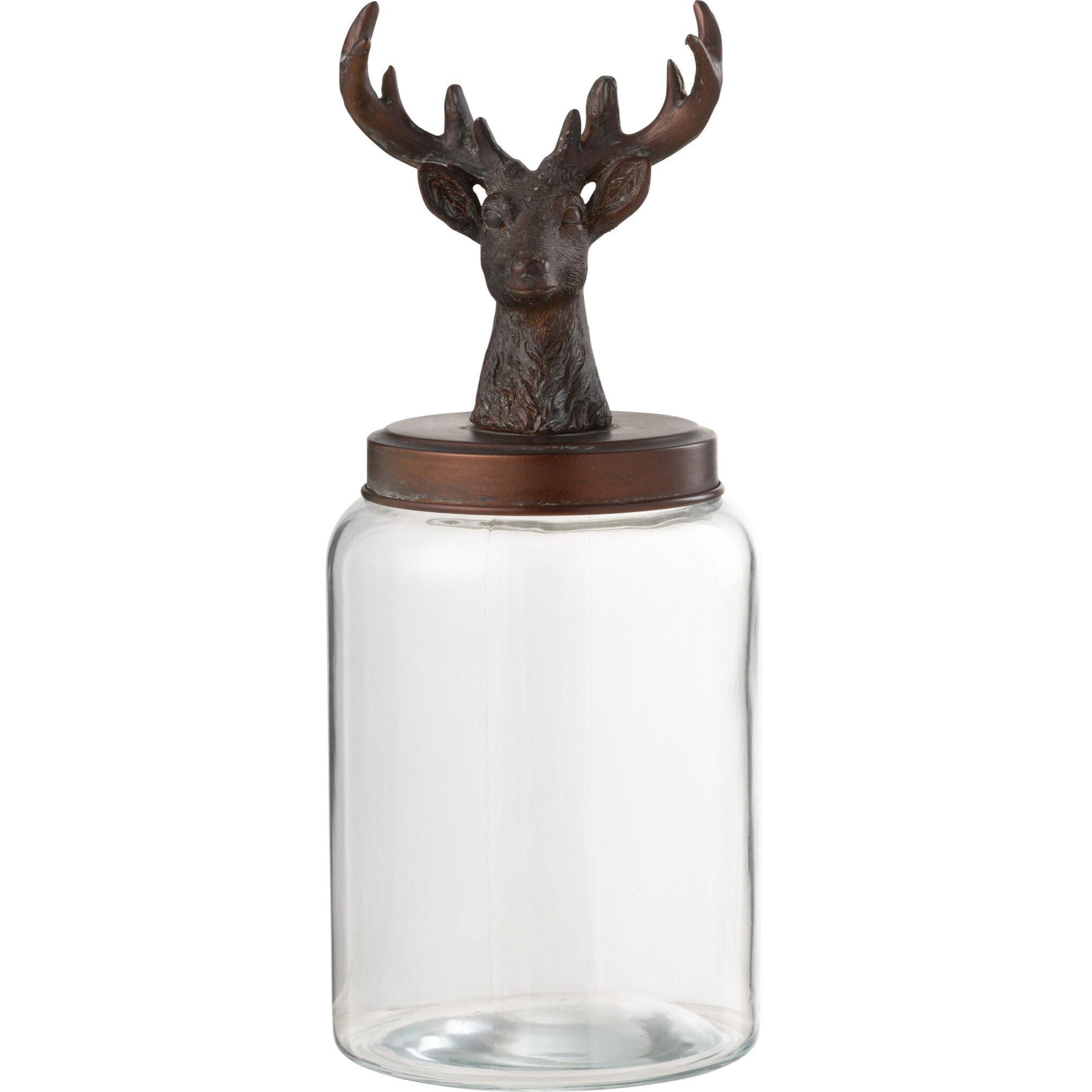 J-Line bocal Cerf - verre/polyrésine - transparent/bronze - large