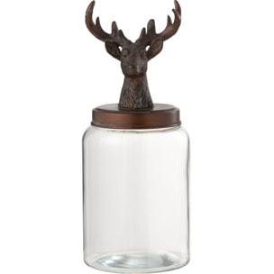 J-Line bocal Cerf - verre/polyrésine - transparent/bronze - large