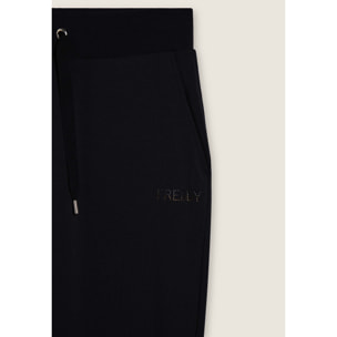 Pantaloni sportivi da donna con fondo dritto e logo strass