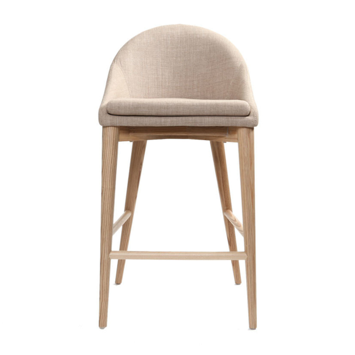 Tabourets de bar scandinaves en tissu beige et frêne massif H66.5 cm (lot de 2) DALIA