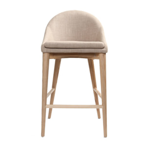 Tabourets de bar scandinaves en tissu beige et frêne massif H66.5 cm (lot de 2) DALIA