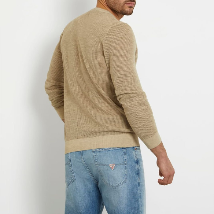Pull Casey - 100% coton - logo - beige