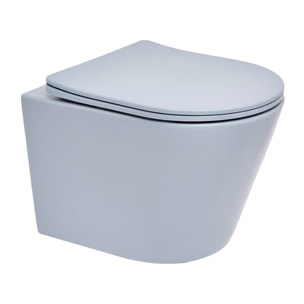 Infinitio WC suspendu sans bride en céramique avec abattant SoftClose, bleu mat (SATINF010RREXPDBLM)