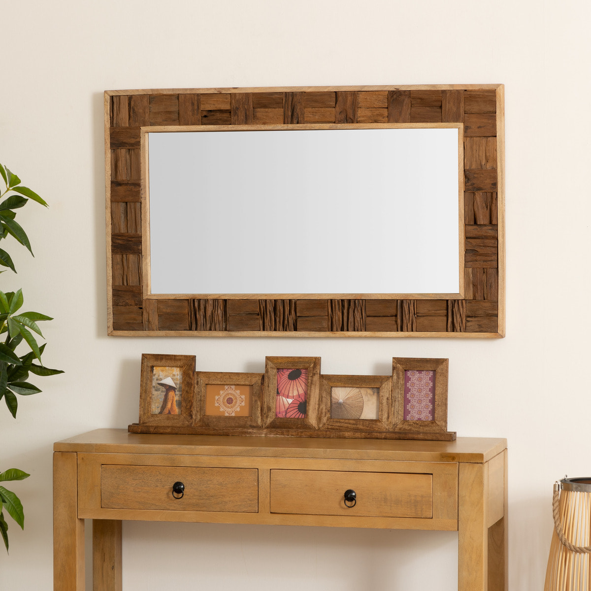 Miroir "Ori" - bois d'acacia et verre - 70x115 cm