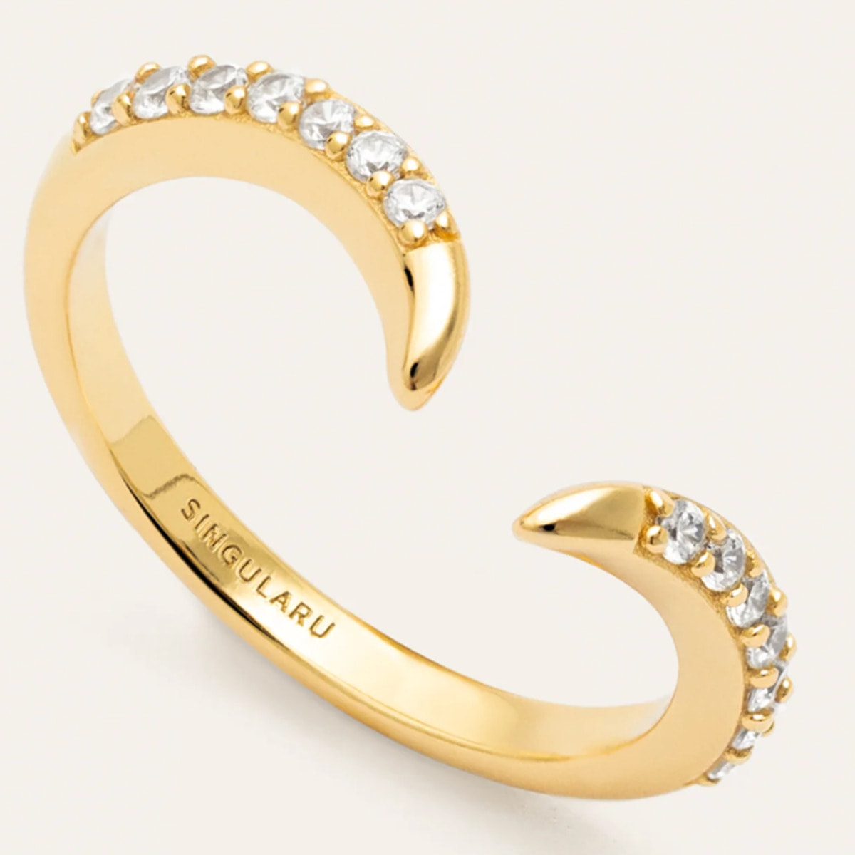 Anillo Peak Scarlett Spark Plata Baño Oro